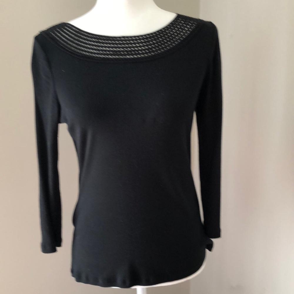 🐎RL 100% Cotton Long-Sleeve Top with Mesh Yoke